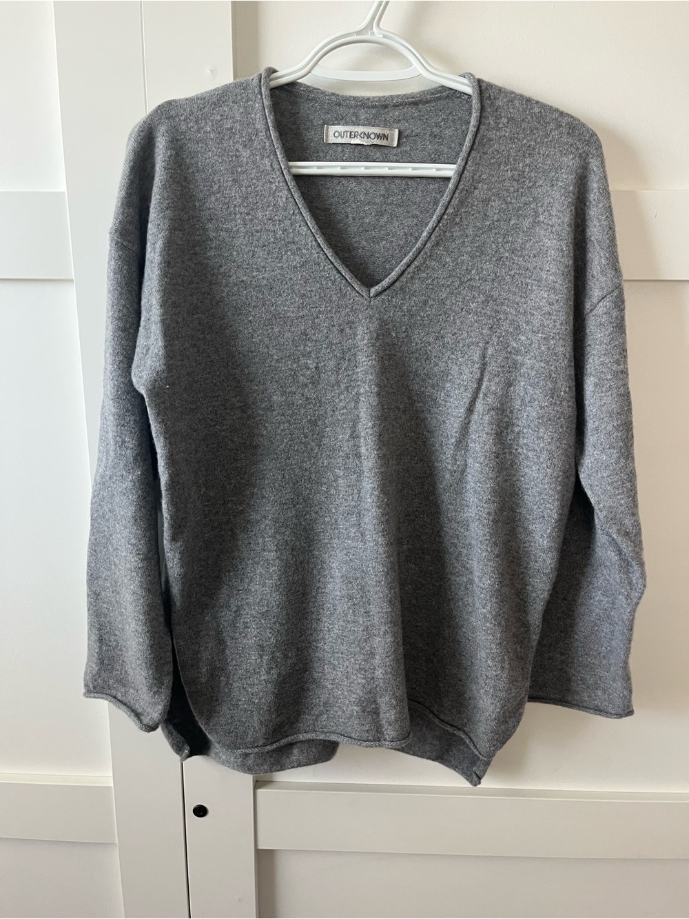Outerknown Charcoal Gray V-Neck Pullover Sweater